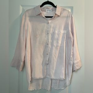 Bella Dahl Dyed Button Down Blouse Sz Large in Pale Pink Stone Wash